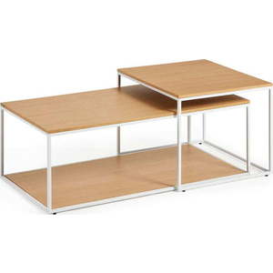 Konferenční stolky v sadě ve světle přírodní barvě 2 ks s deskou v dubovém dekoru 50x100 cm Yoana – Kave Home obraz