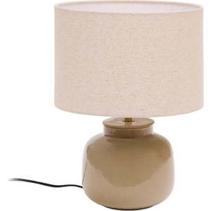 Béžová keramická stolní lampa s textilním stínidlem (výška 40 cm) Tay – Kave Home obraz