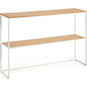 Bílý/v přírodní barvě konzolový stolek v dekoru dubu 30x120 cm Yoana – Kave Home obraz