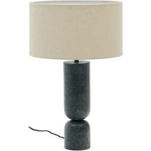 Tmavě zelená/béžová mramorová stolní lampa s textilním stínidlem (výška 57 cm) Vex – Kave Home obraz