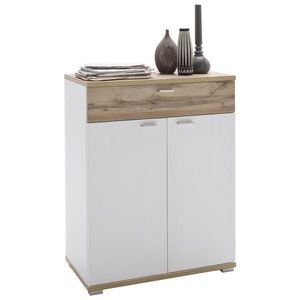 Carryhome BOTNÍK, bílá, barvy dubu, 74/95/40 cm obraz