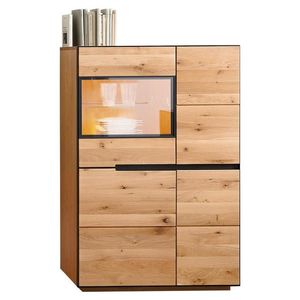 Linea Natura VYSOKÁ KOMODA, divoký dub, antracitová, barvy dubu, 89/136/38 cm obraz