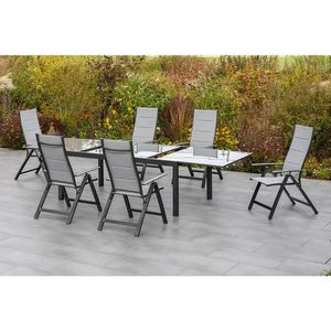 Gardenson ZAHRADNÍ STŮL, kov, sklo, 150-220/90/75 cm obraz