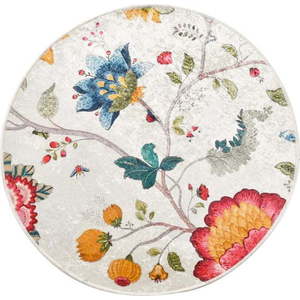 Šedá sametová koupelnová předložka ø 100 cm Vintage Flower – Foutastic obraz