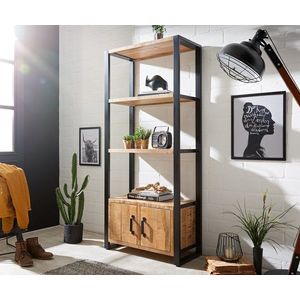Knihovna Crompton 80x185 cm přírodní mango 3 přihrádky 2 dvířka obraz