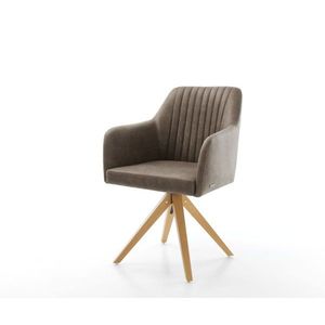Otočná židle Greg-Flex taupe vintage mikrovlákno dřevěná podnož obraz