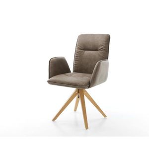 Otočná židle Vinja-Flex taupe vintage mikrovlákno dřevěná obraz