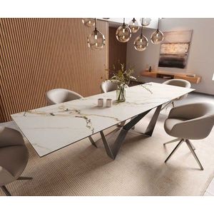 Jídelní stůl Edge 300x100 keramika Calacatta Luxe bílo-zlato obraz