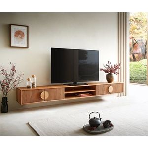 TV stolek Surimu 240x35x25 cm akácie světle hnědá 4 dvířka 2 obraz