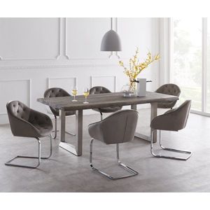 Jídelní stůl Edge 220x100cm XL akácie platina nerezová ocel obraz