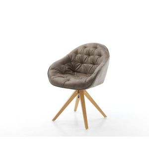 Otočná židle Gaio-Flex taupe vintage mikrovlákno dřevěná podnož obraz