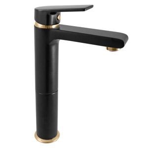 RAV Slezák COLORADO Umyvadlová vysoká baterie bez výpusti, Černá matná/Zlatá, 1/2" CO130.5CMATZ obraz