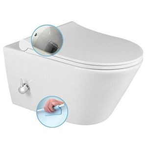 SAPHO AVVA CLEANWASH závěsná WC mísa, integrovaná baterie a bidet. sprška, Rimless, 35, 5x53cm, bílá 100315 obraz