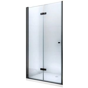 MEXEN LIMA skládací dveře 80x190 cm 6mm, černé, transparent se stěnovým profilem 856-080-000-70-00 obraz