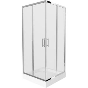 MEXEN/S Rio čtvercový sprchový kout 90 x 90, transparent, chrom + vanička Rio 860-090-090-01-00-4510 obraz