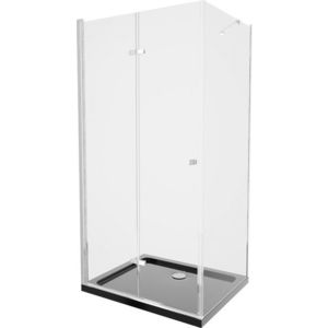 MEXEN/S Lima sprchový kout zalamovací dveře 90 x 100, transparent, chrom + Flat černá vanička se sifonem 856-090-100-01-00-4070 obraz