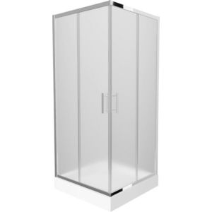 MEXEN/S Rio čtvercový sprchový kout 90 x 90, mráz, chrom + vanička se sifonem Rio, bílá 860-090-090-01-30-4510 obraz
