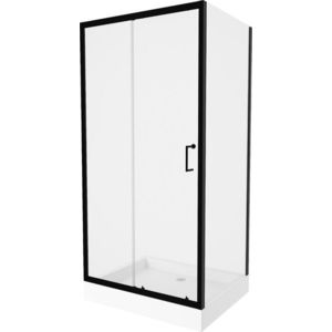 MEXEN/S Apia Sprchový kout 100x80, transparent, černá + vanička Rio 840-100-080-70-00-4510 obraz