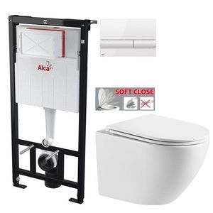 ALCADRAIN Sádromodul předstěnový instalační systém s bílým tlačítkem M1710 + WC INVENA LIMNOS WITH SOFT, včetně soft/close sedátka AM101/1120 M1710 LI1 obraz