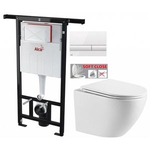 ALCADRAIN Jádromodul předstěnový instalační systém s bílým tlačítkem M1710 + WC INVENA LIMNOS WITH SOFT, včetně soft/close sedátka AM102/1120 M1710 LI1 obraz