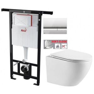 ALCADRAIN Jádromodul předstěnový instalační systém s chromovým tlačítkem M1721 + WC INVENA LIMNOS WITH SOFT, včetně soft/close sedátka AM102/1120 M1721 LI1 obraz