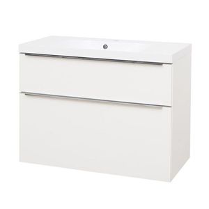 Mereo Mailo, koupelnová skříňka s umyvadlem z litého mramoru 101 cm, bílá, chrom madlo CN512M obraz