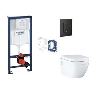 GROHE Rapid SL Set předstěnové instalace, klozetu, sedátka SoftClose, tlačítka Even a sady pro vhazování tablet, phantom black SANI11BB5137 obraz
