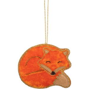 Textilní ručně vyrobená vánoční ozdoba 7 cm Sleeping Fox – Sass & Belle obraz