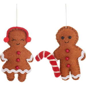 Textilní ručně vyrobené vánoční ozdoby v sadě 2 ks 10 cm Gingerbread Couple – Sass & Belle obraz