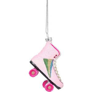 Skleněná ručně vyrobená vánoční ozdoba 8 cm Retro Rollerskate – Sass & Belle obraz