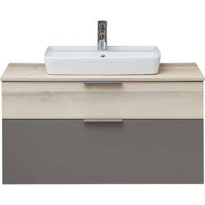 Šedá/v přírodní barvě závěsná skříňka bez umyvadla v dekoru borovice 53x101 cm Quickset 394 – Pelipal obraz
