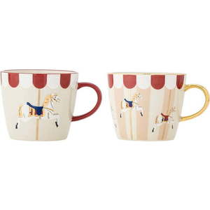 Krémové hrnky s vánočním motivem z kameniny v sadě 2 ks 300 ml Merry-go-round – Bloomingville obraz