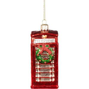 Skleněná ručně vyrobená vánoční ozdoba 11 cm Phone Box – Sass & Belle obraz