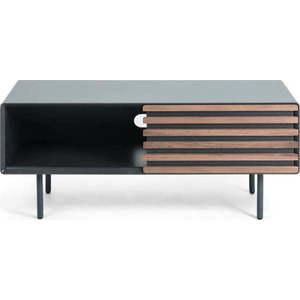 Černý TV stolek v dekoru ořechu 120x48, 5x45 cm Kesia – Kave Home obraz