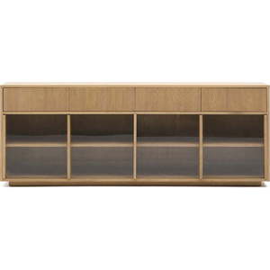 Vitrína v dekoru dubu s posuvnými dveřmi v přírodní barvě 200x80x40 cm Helvine – Kave Home obraz