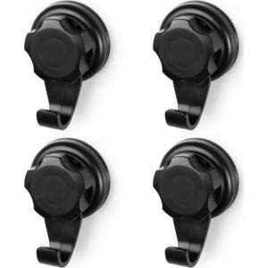 Sada 4 černých samodržících nástěnných háčků Compactor Bestlock Black Big Hooks, ⌀ 7, 1 cm obraz