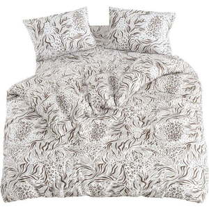 Bílo-hnědé povlečení na dvoulůžko/prodloužené s prostěradlem/4dílné 200x220 cm Floral – Mila Home obraz
