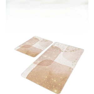 Béžové sametové koupelnové předložky v sadě 2 ks 60x100 cm – Mila Home obraz