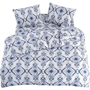 Bílo-modré povlečení na dvoulůžko/prodloužené s prostěradlem/4dílné 200x220 cm Geometric – Mila Home obraz