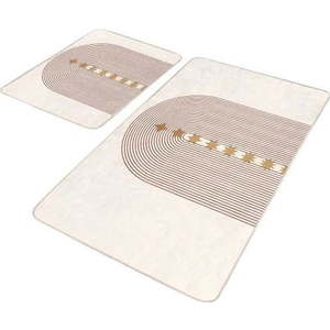 Béžové sametové koupelnové předložky v sadě 2 ks 60x100 cm – Mila Home obraz