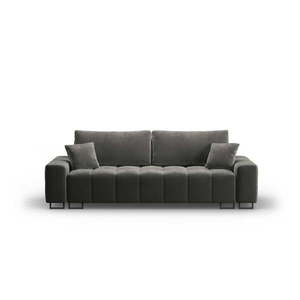 Šedá sametová rozkládací pohovka s úložným prostorem 250 cm Wicklow – Cosmopolitan Design obraz