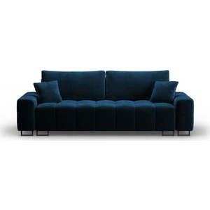 Modrá sametová rozkládací pohovka s úložným prostorem 250 cm Wicklow – Cosmopolitan Design obraz