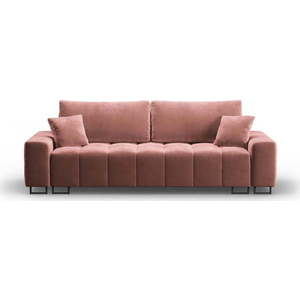 Růžová sametová rozkládací pohovka s úložným prostorem 250 cm Wicklow – Cosmopolitan Design obraz