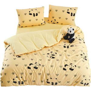 Žluté povlečení na jednolůžko/prodloužené s prostěradlem/3dílné 160x220 cm Panda – Mila Home obraz