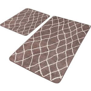 Hnědé sametové koupelnové předložky v sadě 2 ks 60x100 cm – Mila Home obraz