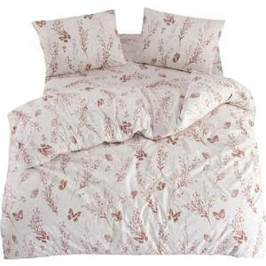 Béžové povlečení na dvoulůžko/prodloužené s prostěradlem/4dílné 200x220 cm Floral Butterfly – Mila Home obraz