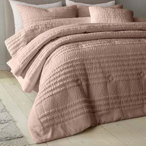 Hnědý prošívaný přehoz 220x220 cm Lennon Stripe – Catherine Lansfield obraz
