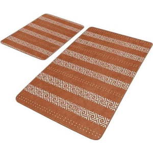 Hnědé sametové koupelnové předložky v sadě 2 ks 60x100 cm – Mila Home obraz