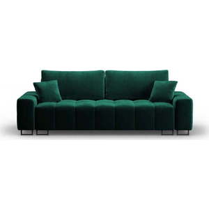 Zelená sametová rozkládací pohovka s úložným prostorem 250 cm Wicklow – Cosmopolitan Design obraz