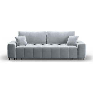 Světle modrá sametová rozkládací pohovka s úložným prostorem 250 cm Wicklow – Cosmopolitan Design obraz